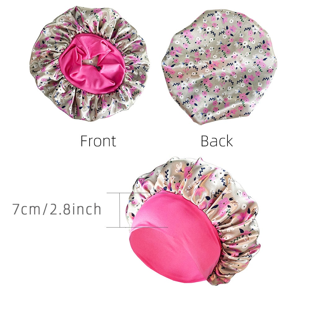 Wide-brimmed Satin Printing Nightcap 3