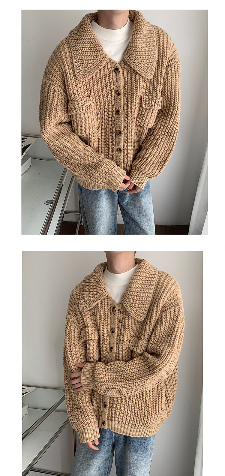 Retro Lapels Sweater Side View