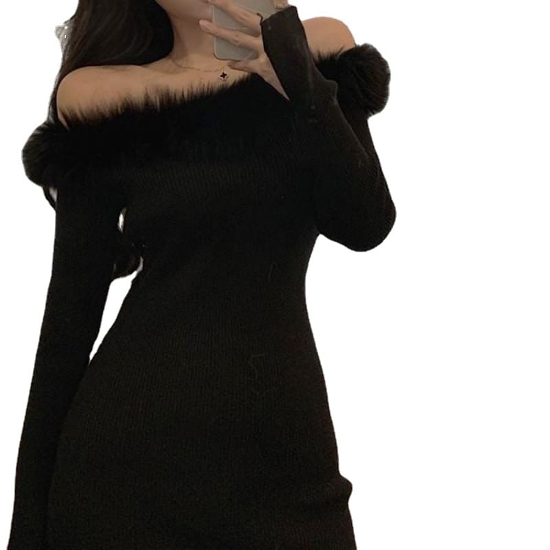 Off-shoulder Sweater Dress Image 5