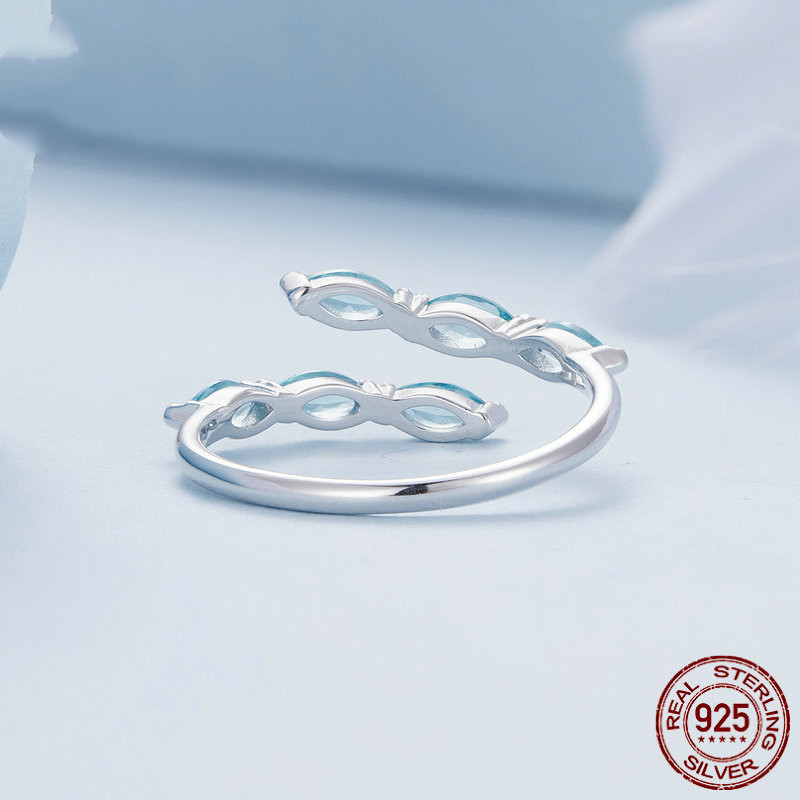 Sterling Silver Ornament Silver Light Green Open Ring
