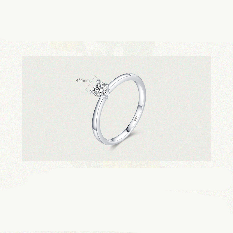 Modian S925 Sterling Silver Classic Four-claw Ring