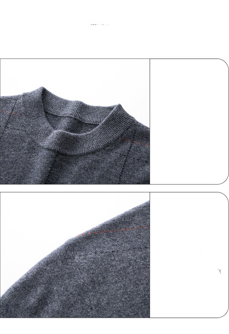 Men's Padded Semi-turtleneck Pure Wool Coat Image 5