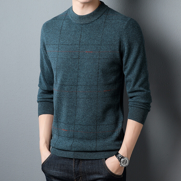 Men's Padded Semi-turtleneck Pure Wool Coat Image 7