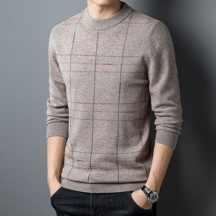 Men's Padded Semi-turtleneck Pure Wool Coat Image 4
