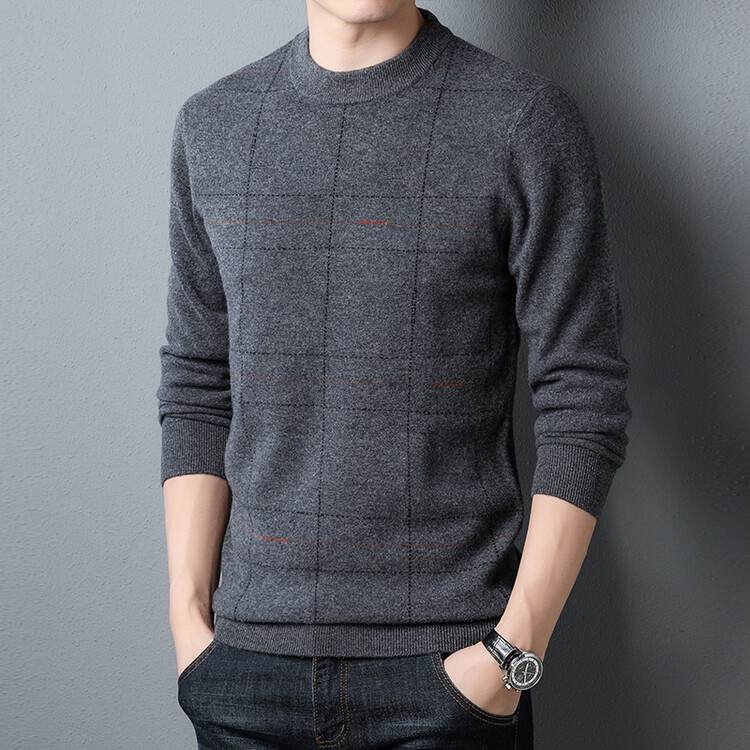 Men's Padded Semi-turtleneck Pure Wool Coat Image 2