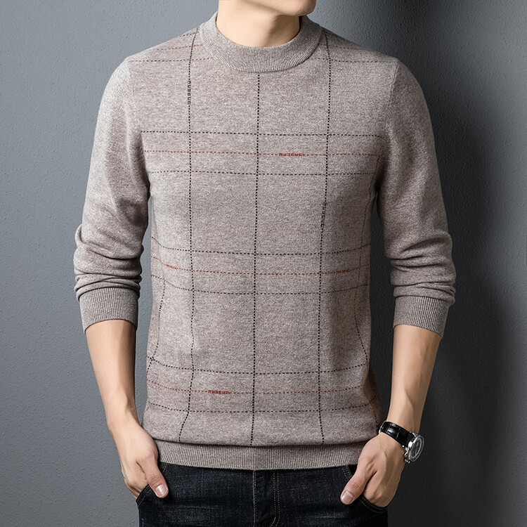 Men's Padded Semi-turtleneck Pure Wool Coat Image 6