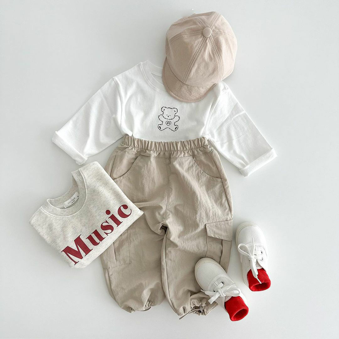 Baby Overalls in White Apricot