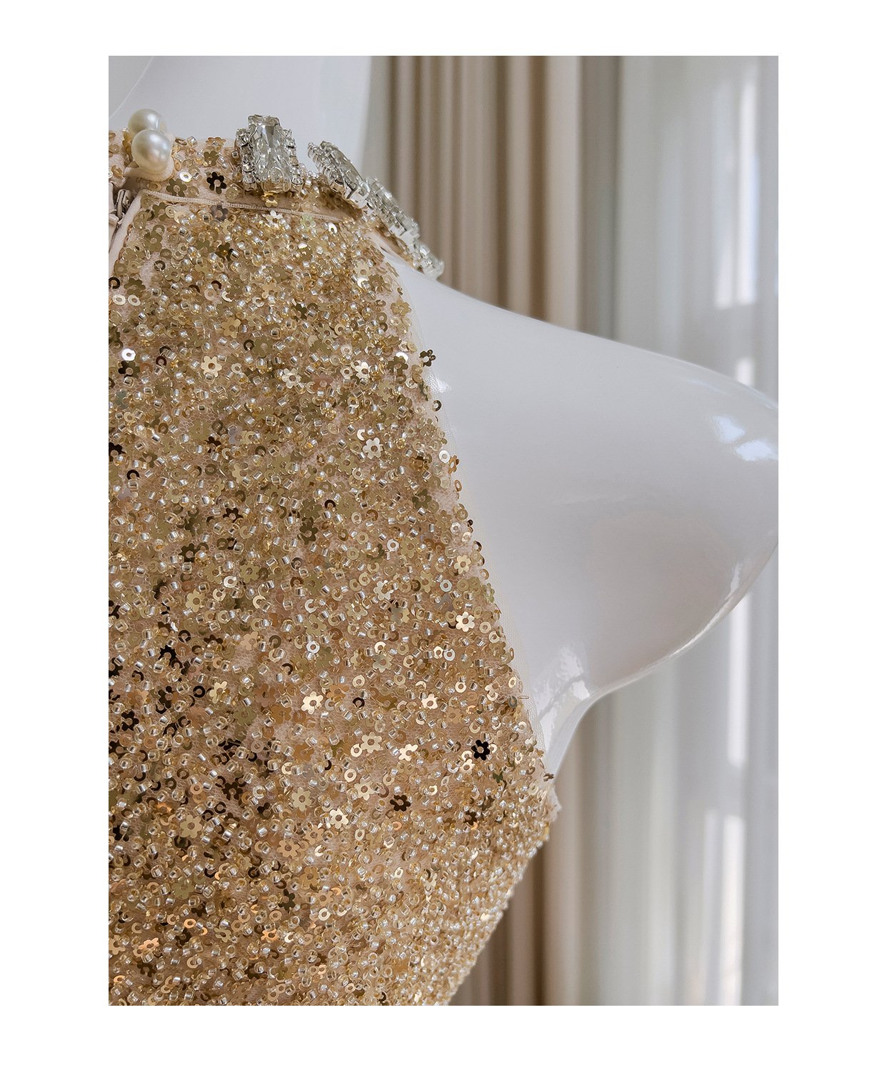 Sequin Gauze Long Dress - Side View