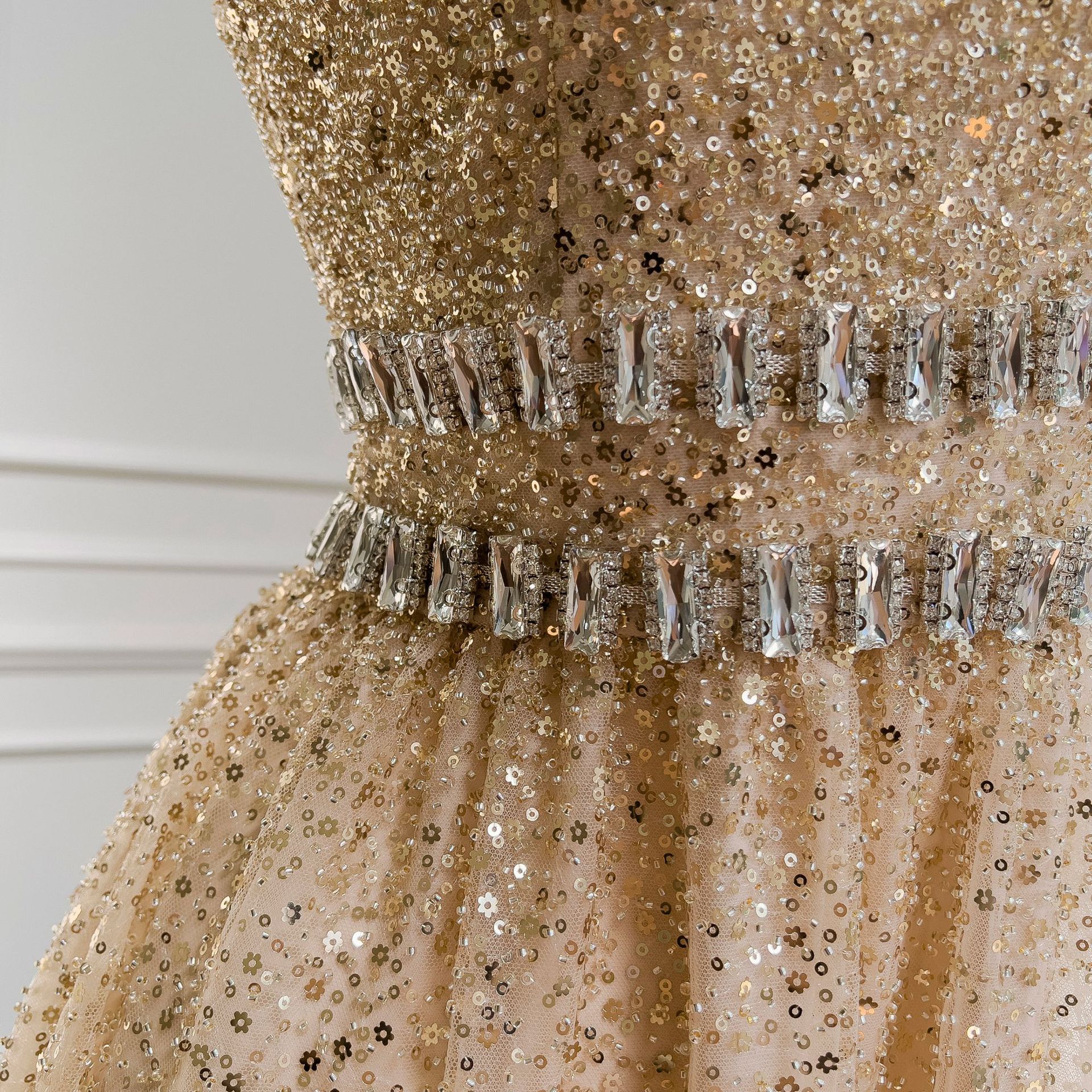 Sequin Gauze Long Dress - Back View