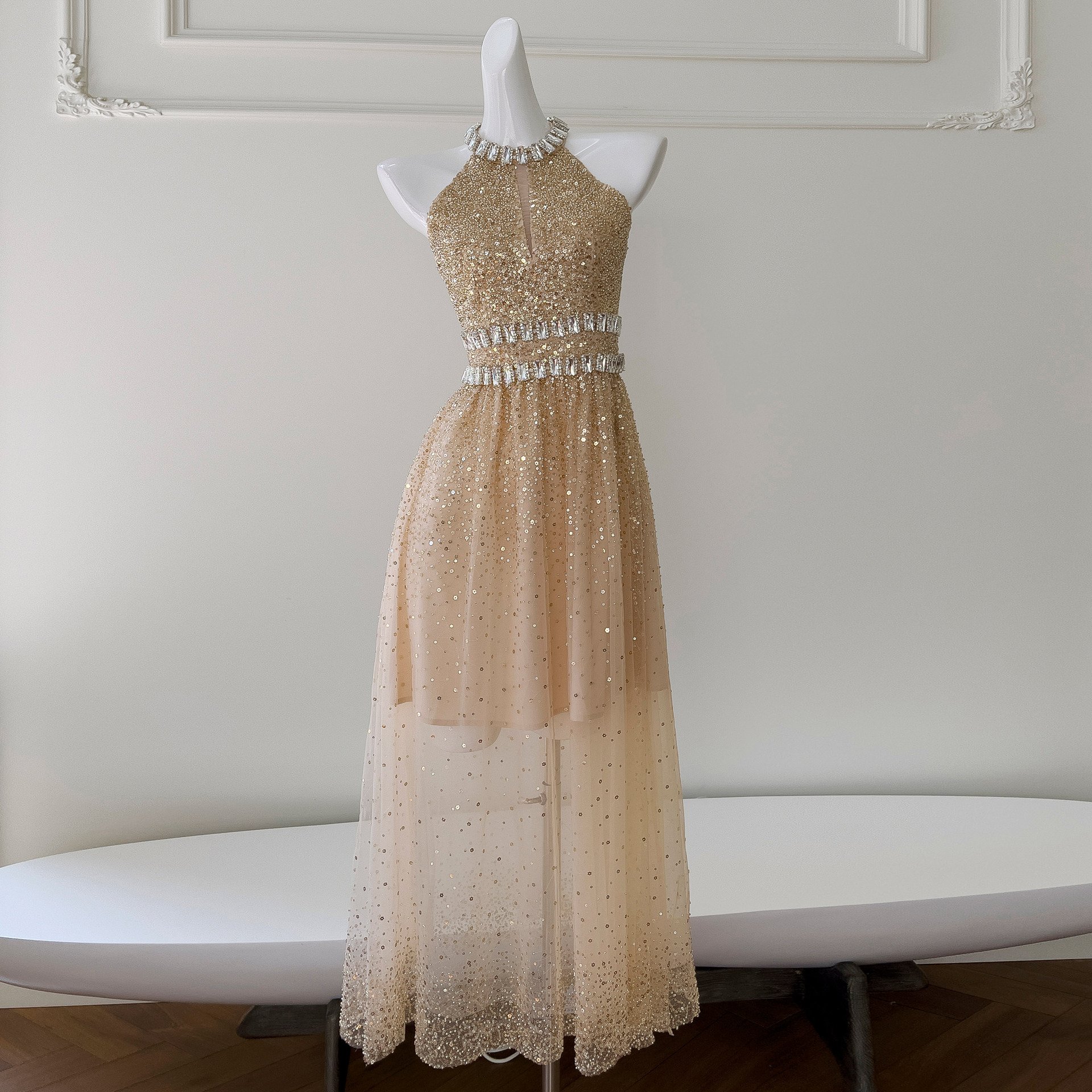 Sequin Gauze Long Dress - Fashion Inspiration