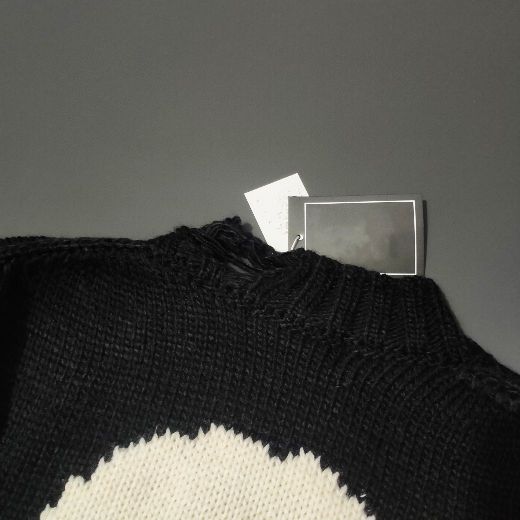 Dark Skull Ripped Thick Thread Sweater Image 6