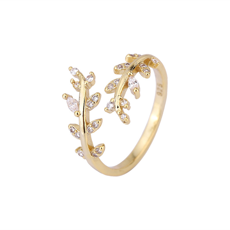Fashion Refined Rhinestone Leaves Twigs Ring 5