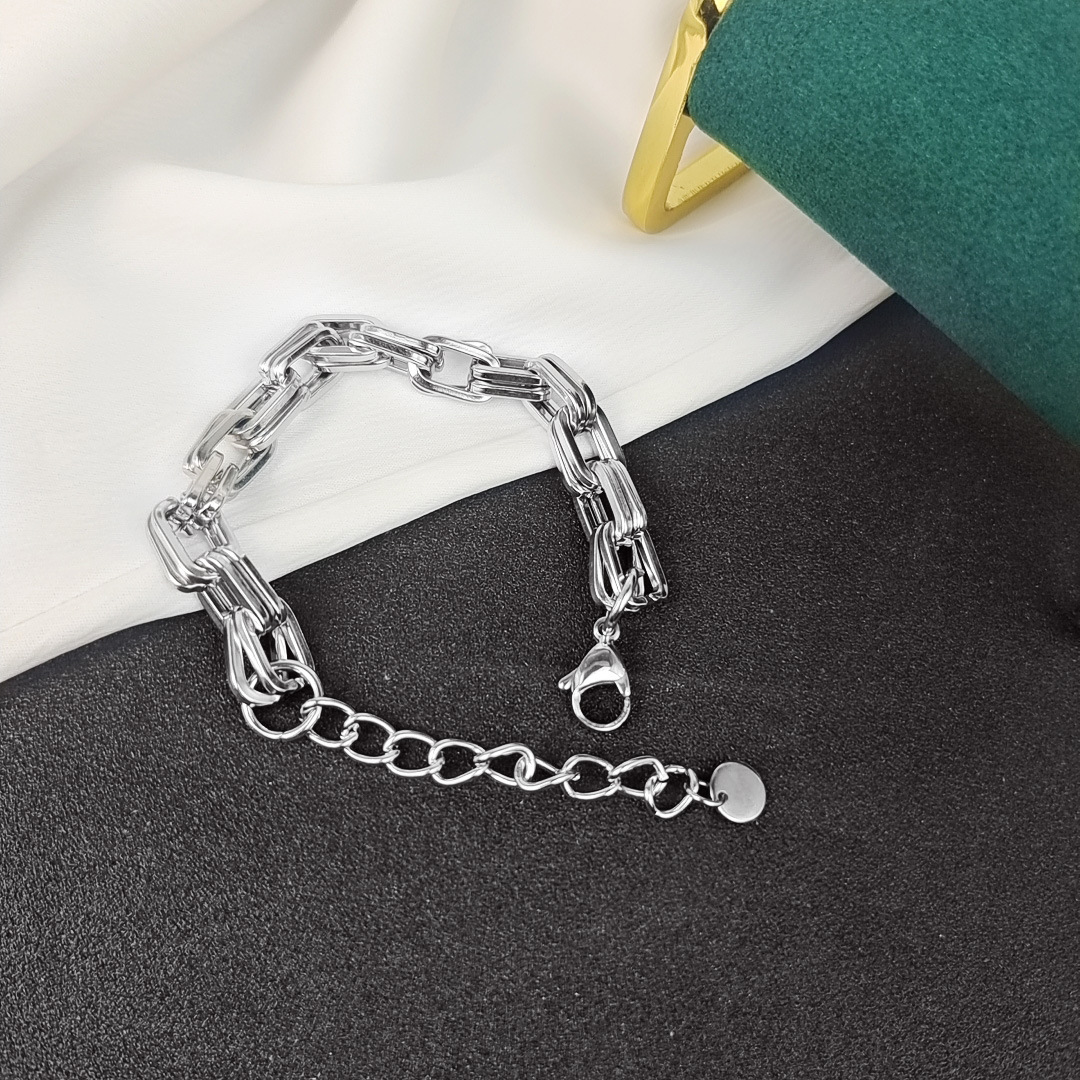 Korean Ins Style Fashion Titanium Steel Bracelet Silver