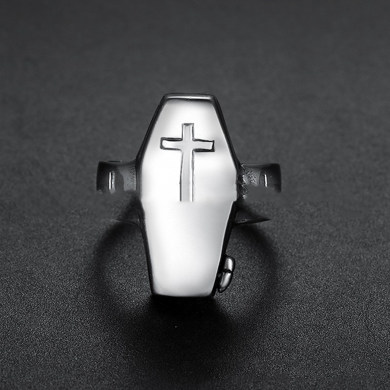 Retro Zombie Coffin Cross Ring - Image 4