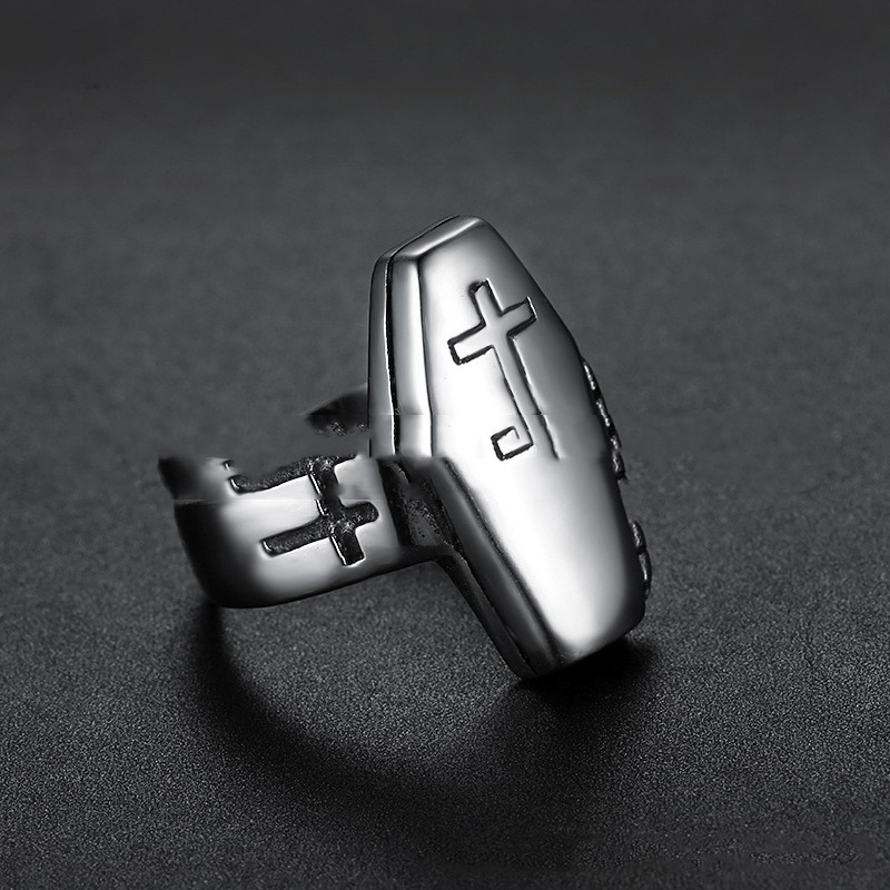 Retro Zombie Coffin Cross Ring - Image 3