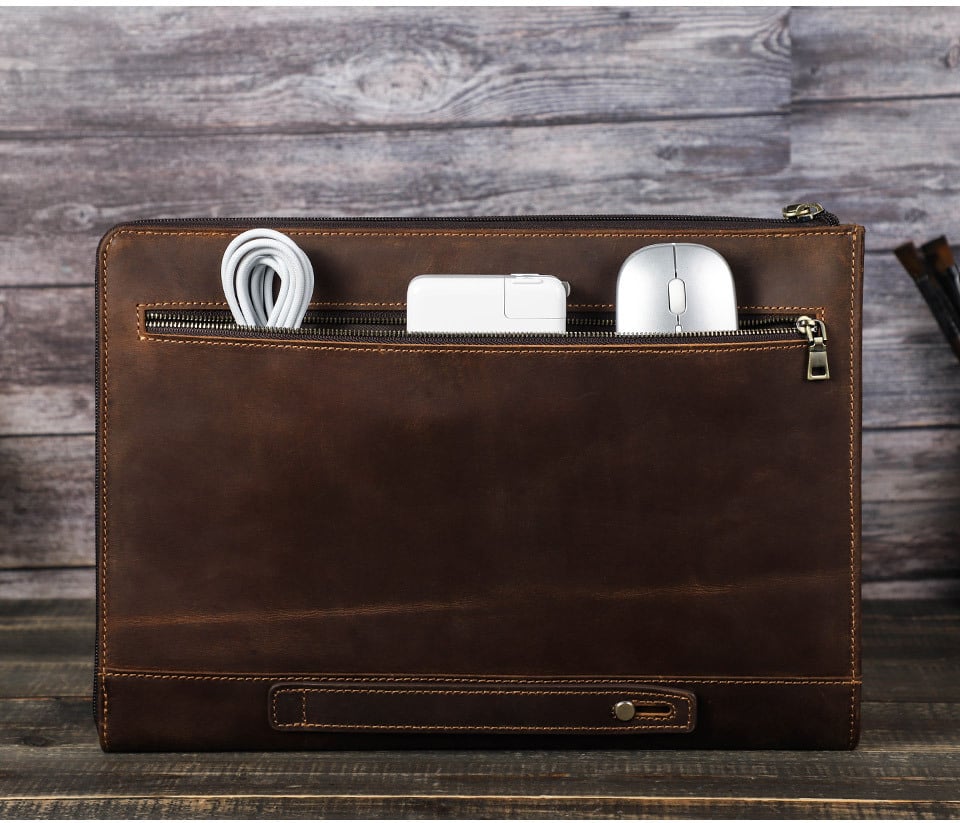 Crazy Horse Leather Laptop Bag - Craftsmanship Details