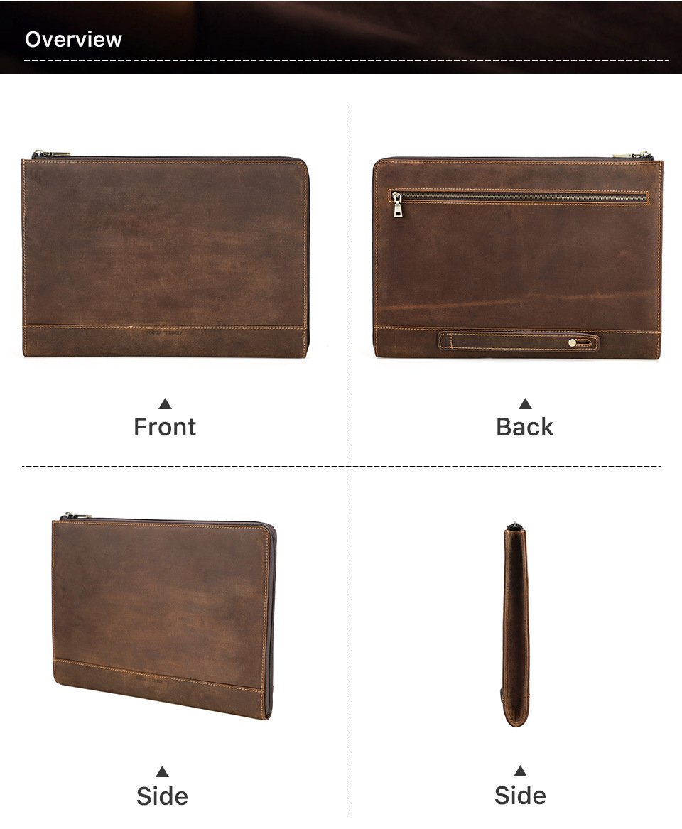 Crazy Horse Leather Laptop Bag - Interior Space