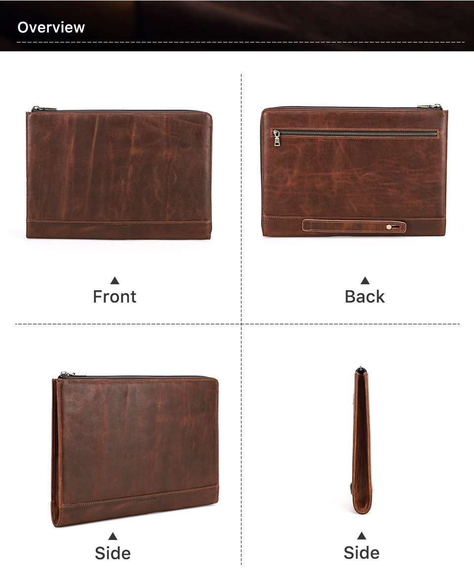 Crazy Horse Leather Laptop Bag - Side Profile