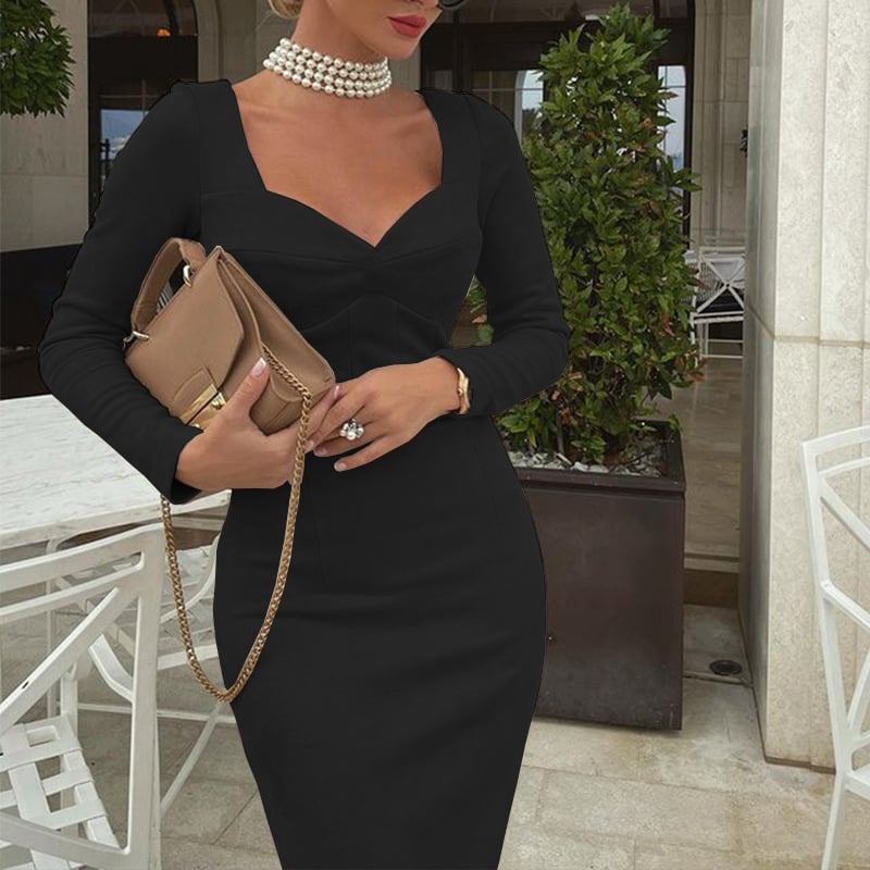 Lady's Clothing Bag Arm Midi Dress Fashion