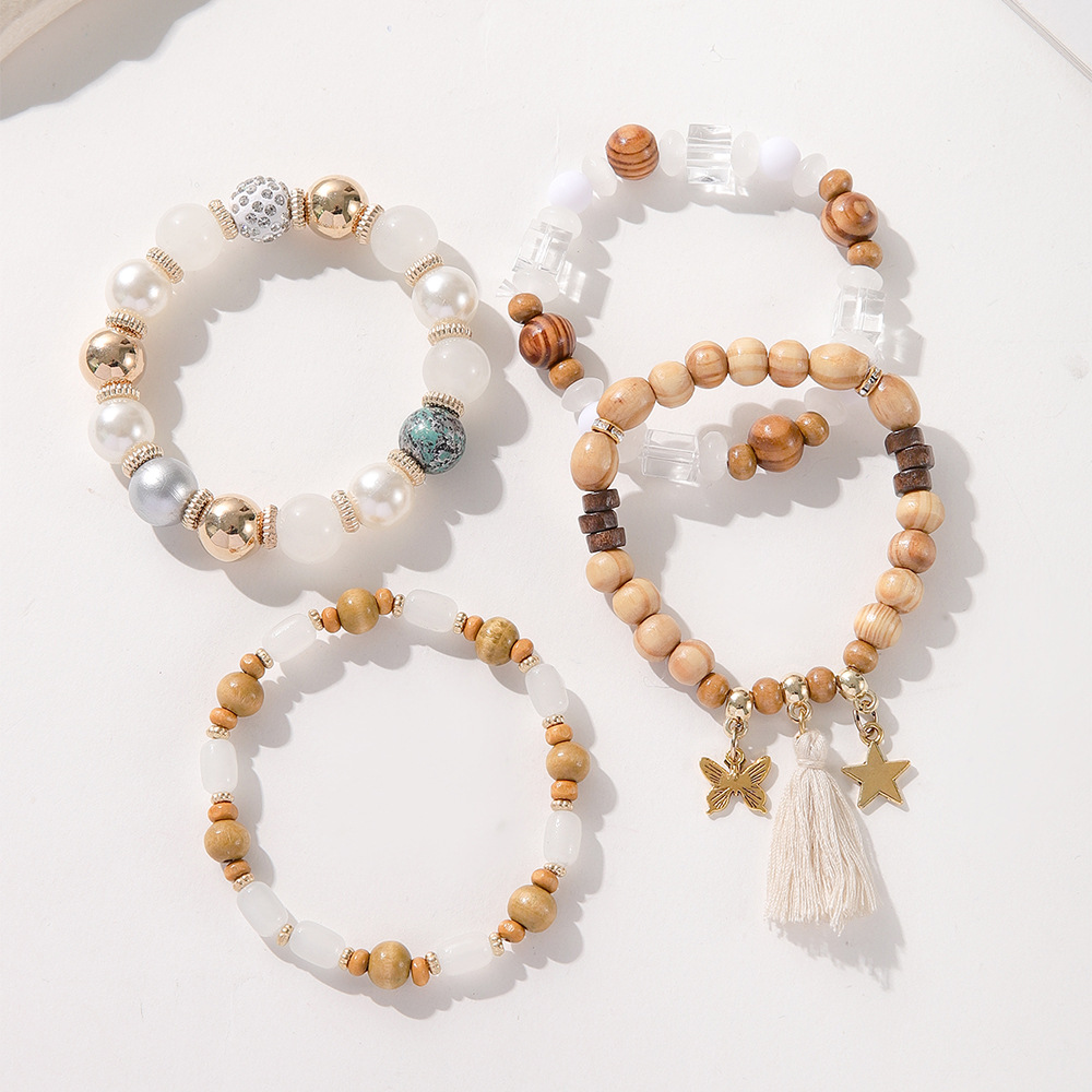 Ethnic Wooden Bead Tassel Bracelet 5