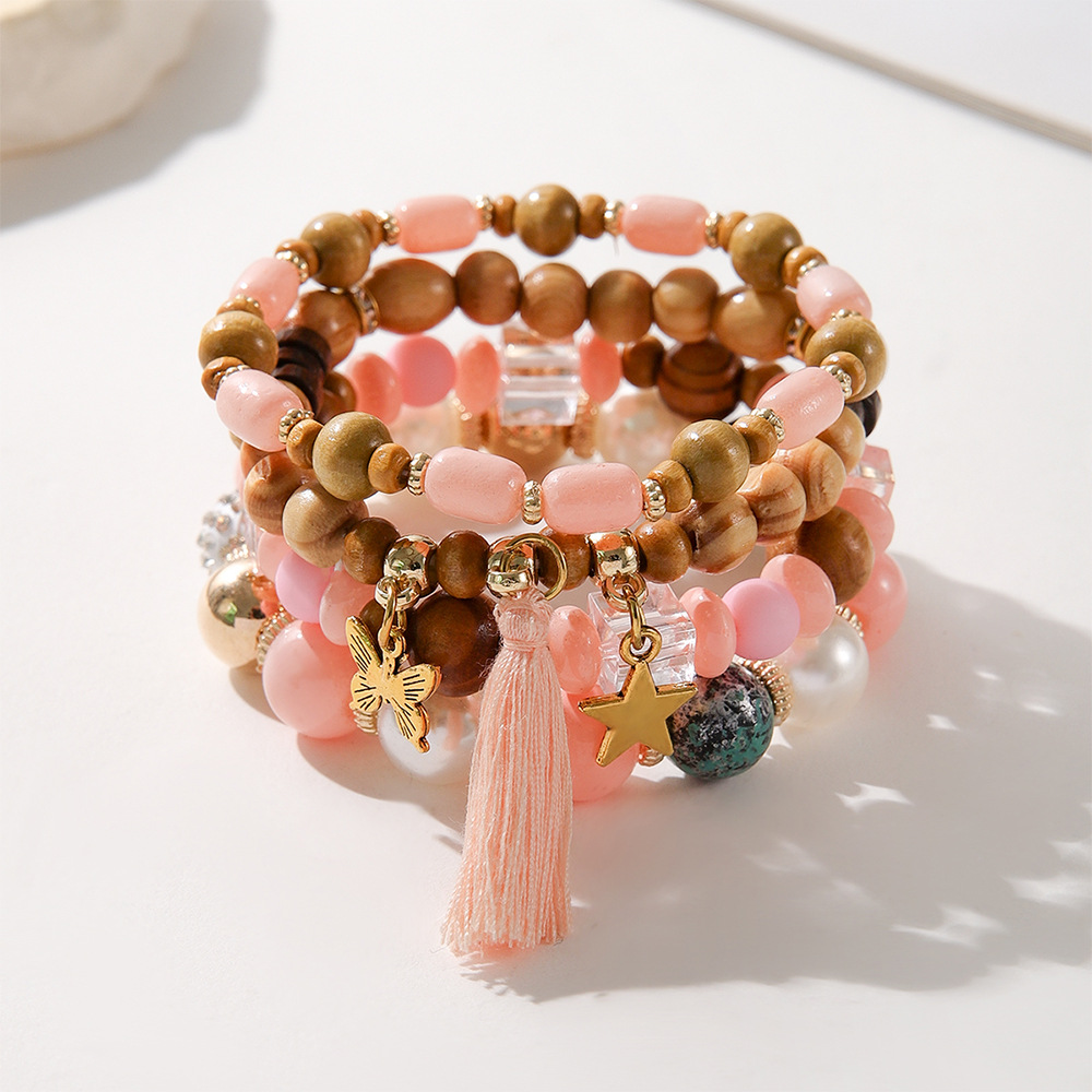 Ethnic Wooden Bead Tassel Bracelet 4