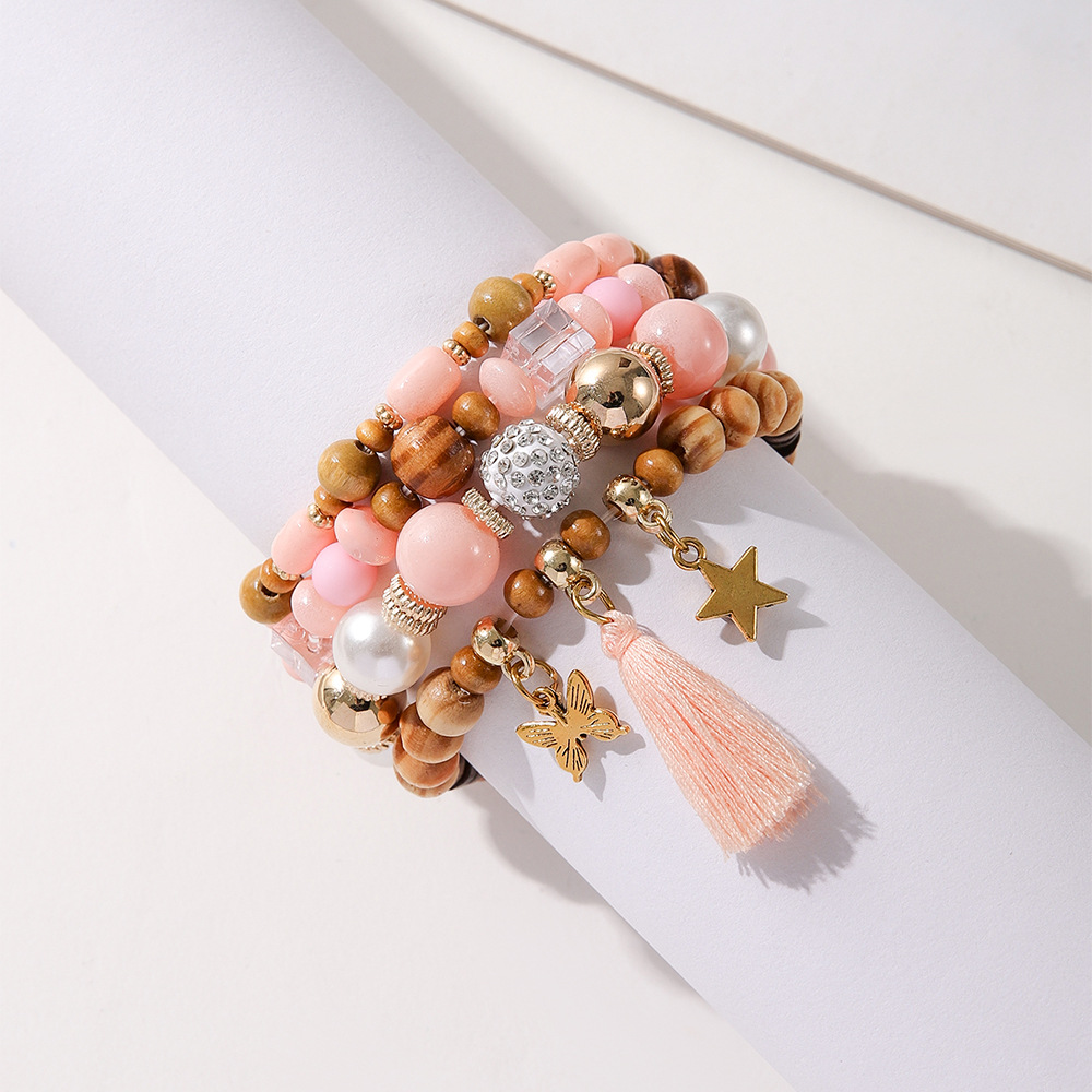 Ethnic Wooden Bead Tassel Bracelet 6