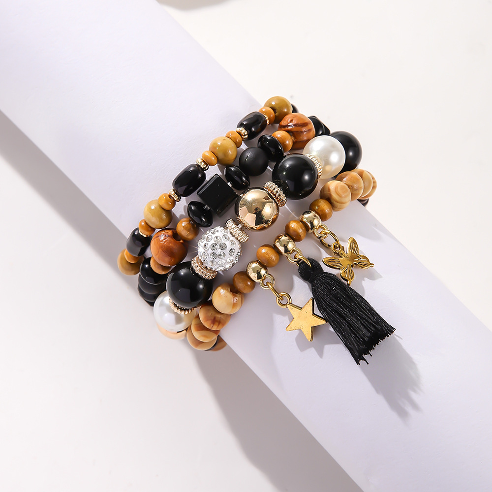 Ethnic Wooden Bead Tassel Bracelet 3