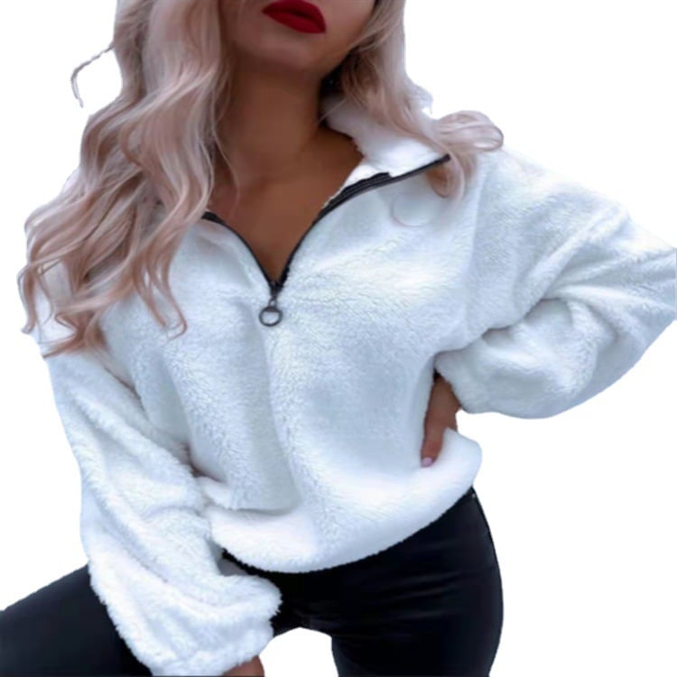 Women's Long-sleeved Lapel Flannel Sweater Color 5