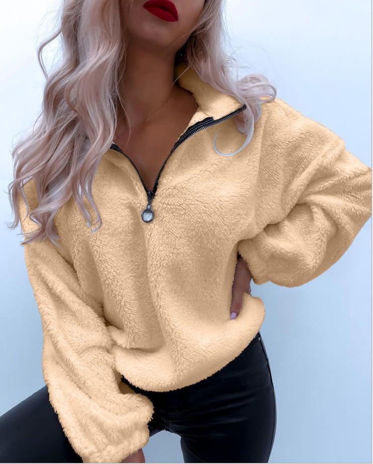 Women's Long-sleeved Lapel Flannel Sweater Color 7