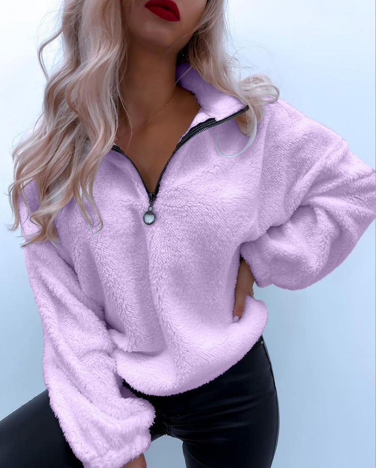 Women's Long-sleeved Lapel Flannel Sweater Color 8