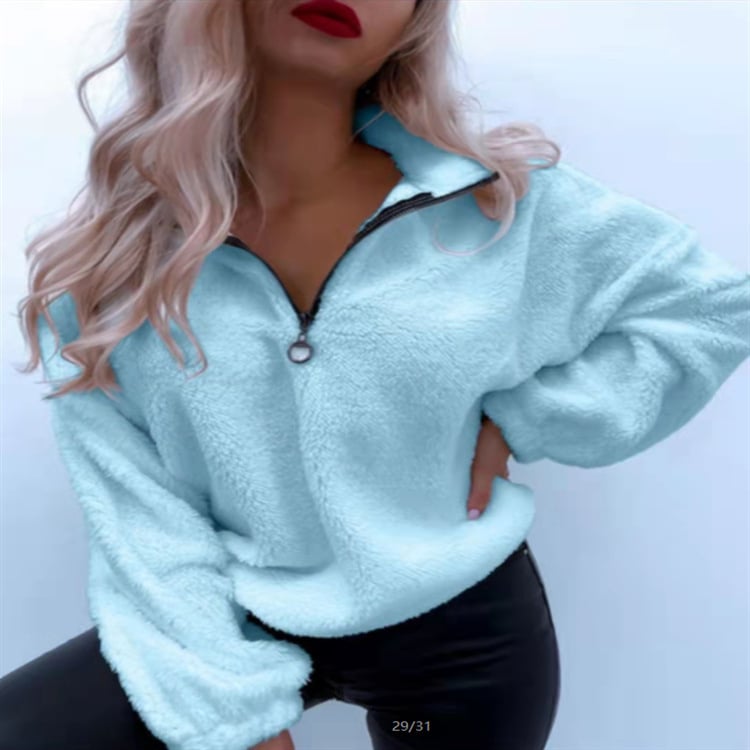 Women's Long-sleeved Lapel Flannel Sweater Color 3