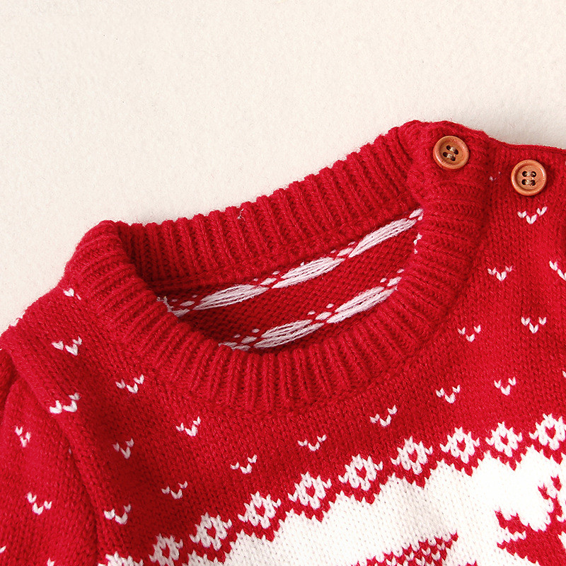 Baby Girls Sweater Christmas Elk Print Detail 2