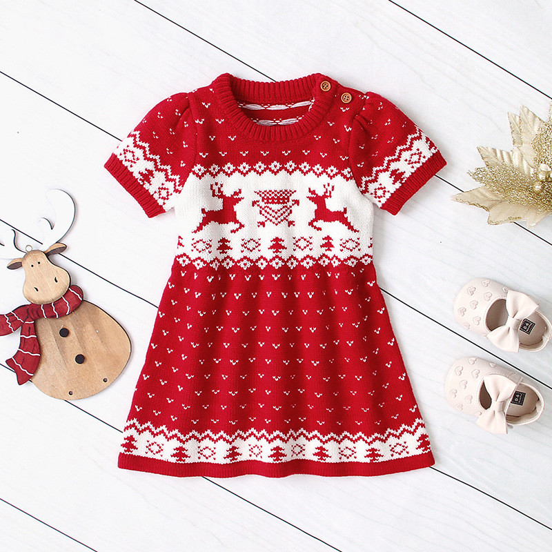 Baby Girls Sweater Christmas Elk Print Detail 4