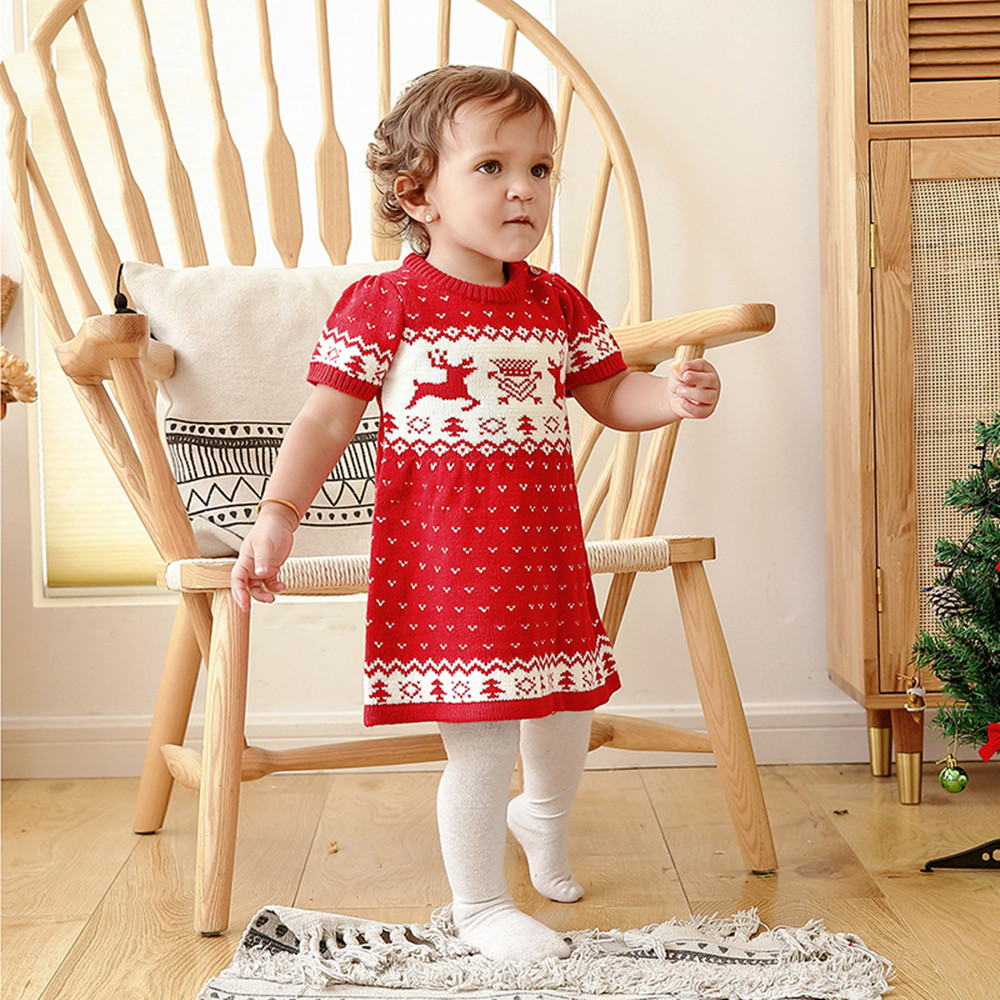 Baby Girls Sweater Christmas Elk Print Detail 5