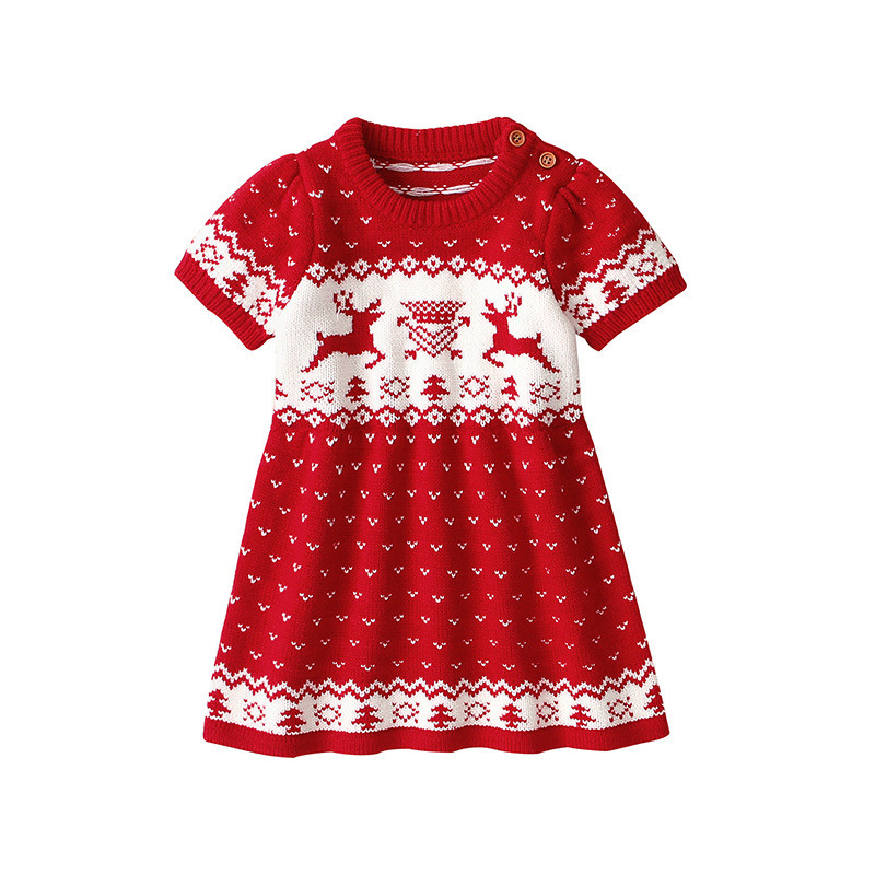 Baby Girls Sweater Christmas Elk Print Detail 1