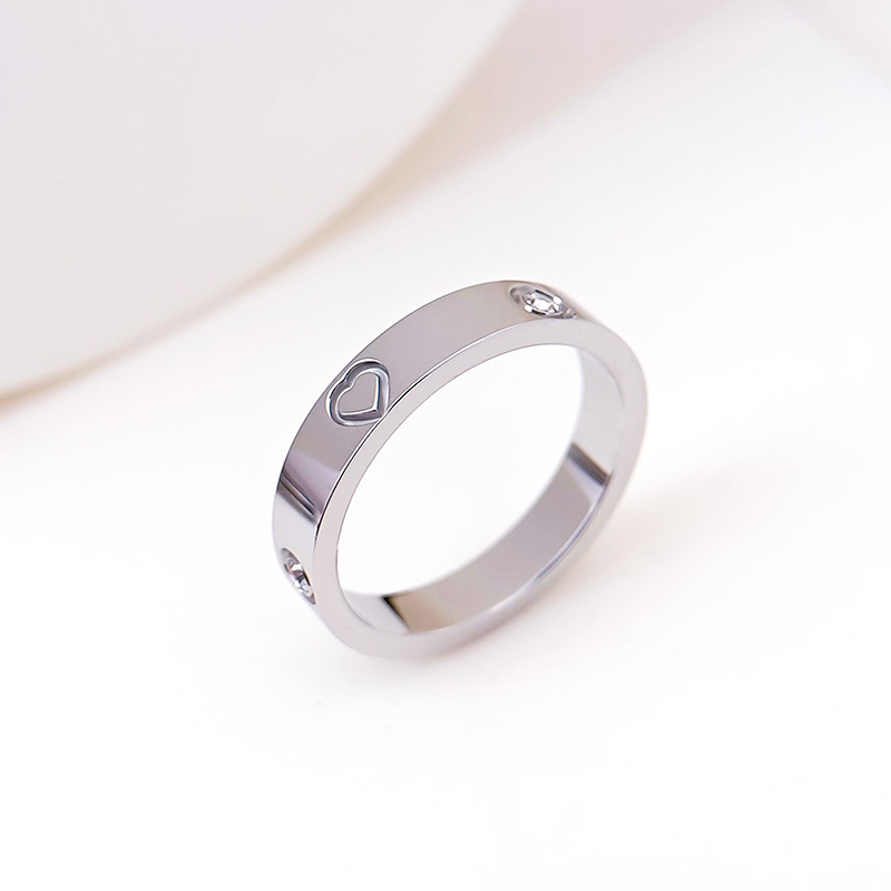 Rhinestone Titanium Steel Ring 3