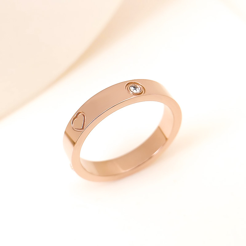 Rhinestone Titanium Steel Ring 5
