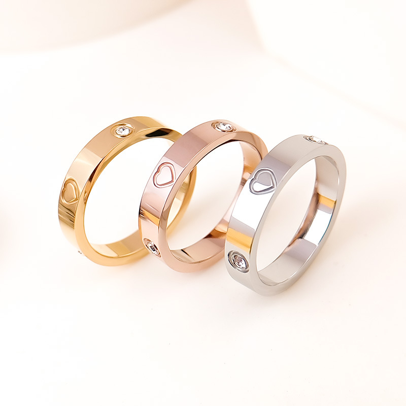 Rhinestone Titanium Steel Ring 6