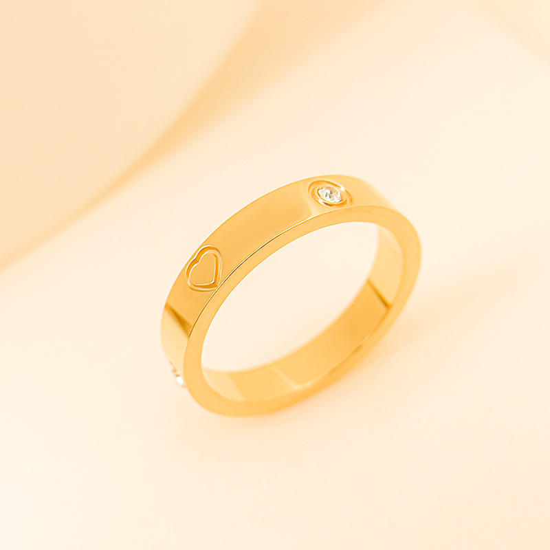 Rhinestone Titanium Steel Ring 1