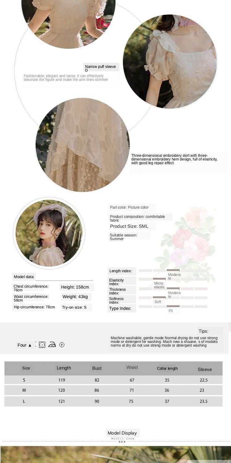 Retro Girl Court Style Lace Embroidered Dress