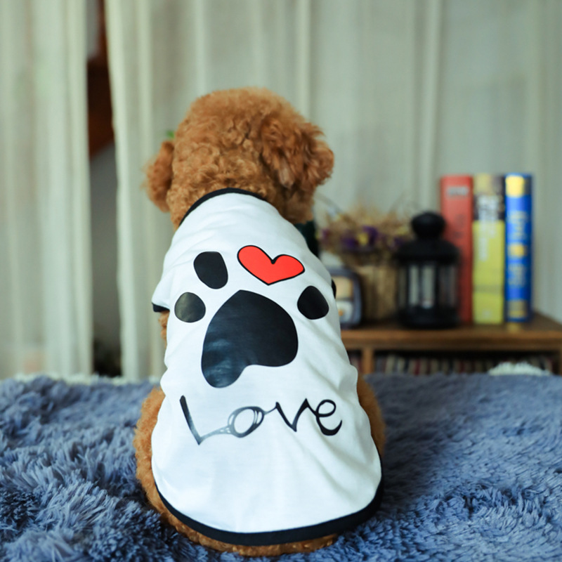 Close-up of heart-patterned dog vest for spring and summer
