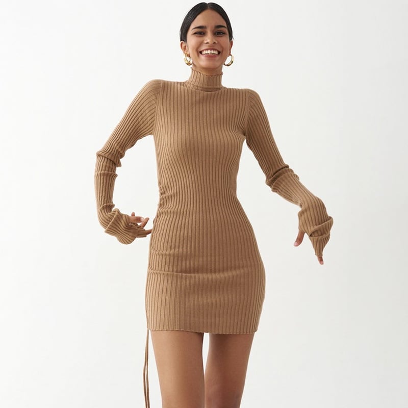 Women's Fashion Casual Turtleneck Slim Dress - Image 4