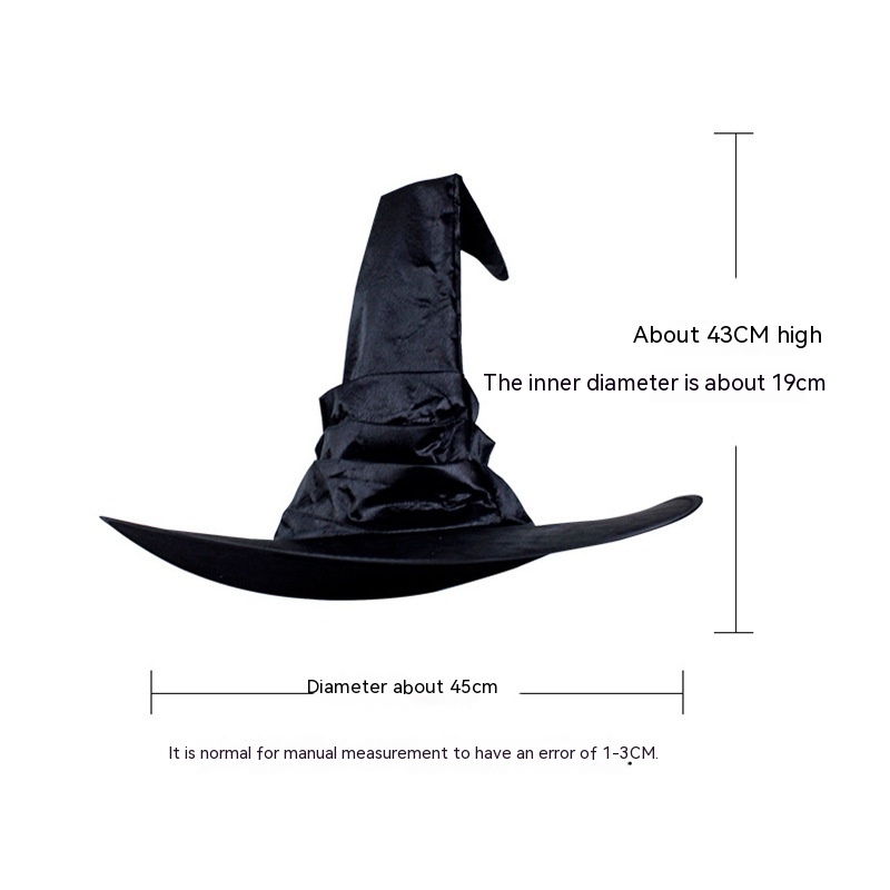 Black Pleated Witch Hat