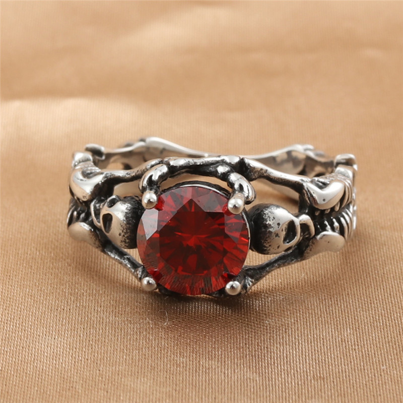 Titanium Steel Diamond Red Rock Ring 2