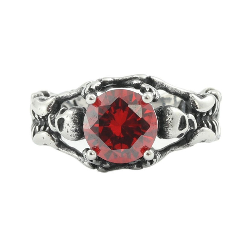 Titanium Steel Diamond Red Rock Ring 6