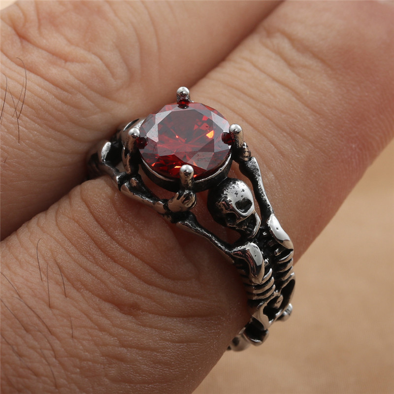 Titanium Steel Diamond Red Rock Ring - Image 4
