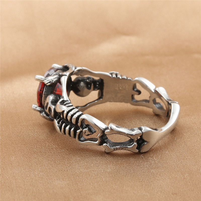 Titanium Steel Diamond Red Rock Ring 3