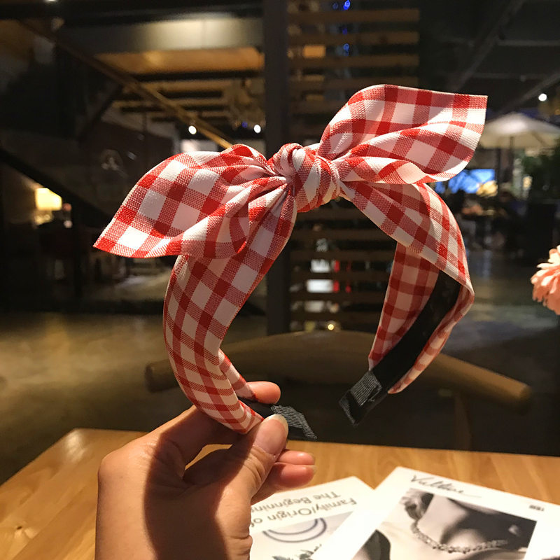 Plaid Knot Headband Gray