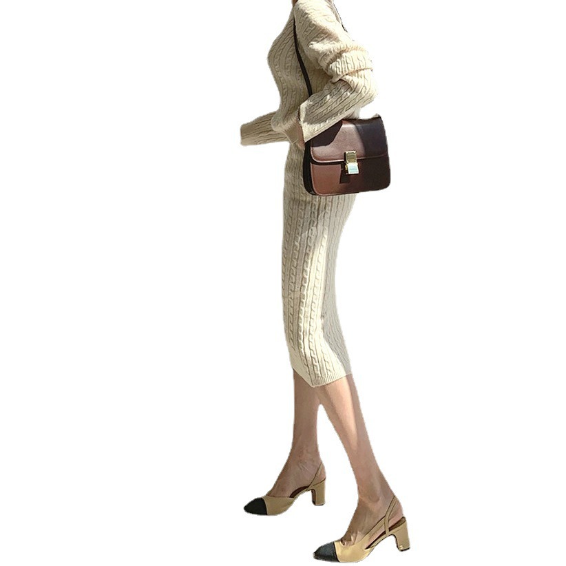 Fashionable Knitted Dress Sweater - Back View