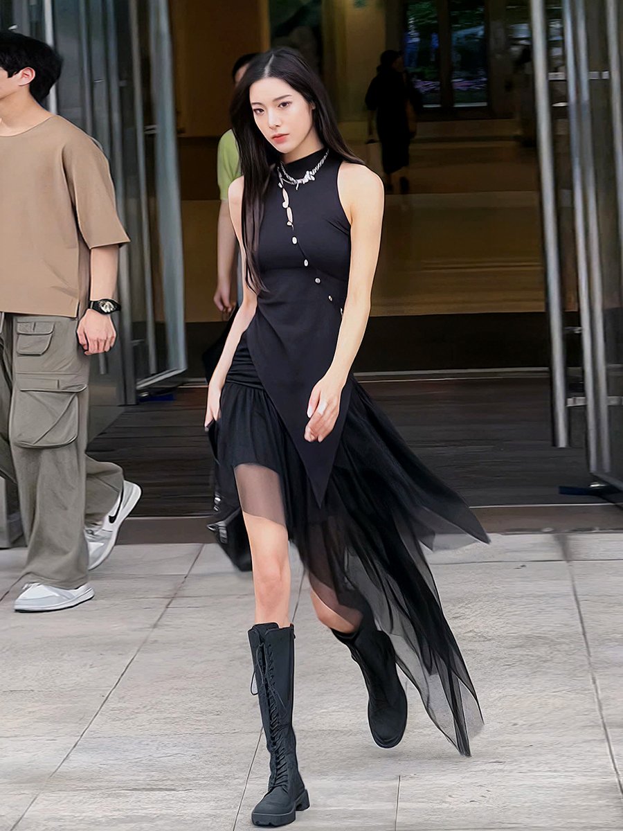 Irregular Design Beveled Sleeveless Versatile Set Image 4